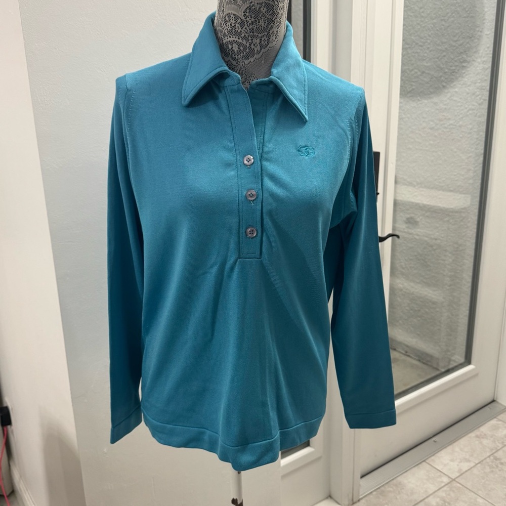 Givenchy Teal Long Sleeve Polo Top